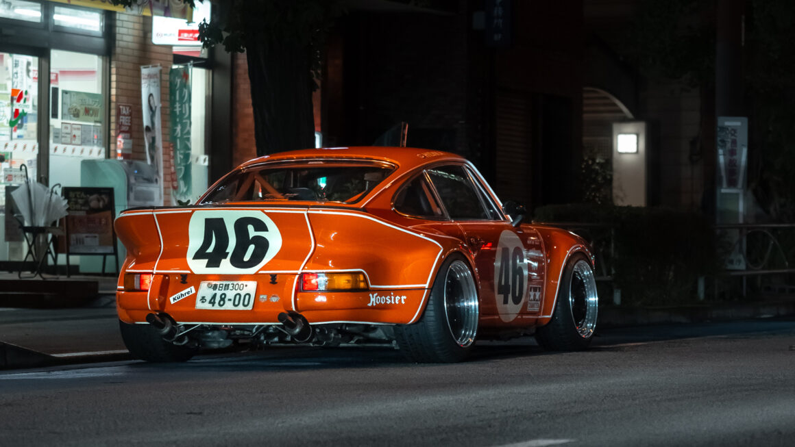 1970 Porsche 911S rear end with lights of in Tokyo, Japan